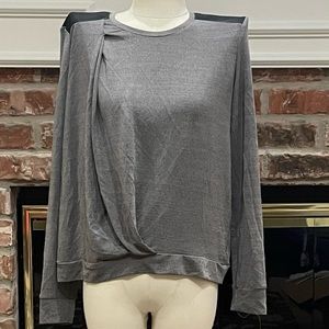 Generation Love grey sweater with black leather shoulders / S / New with tags